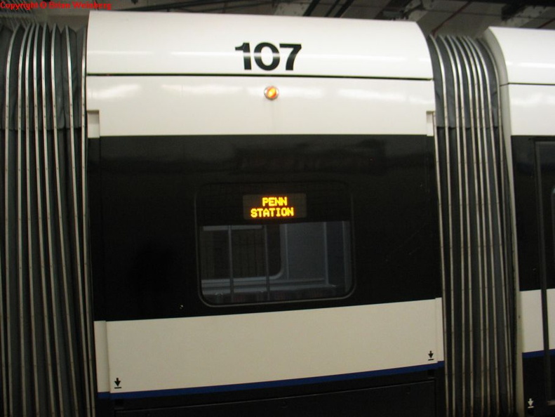 NJT NCS LRV 107 @ inbound platform at Newark Penn Station. Photo taken by Brian Weinberg, 2/16/2004. IMG_8692.jpg