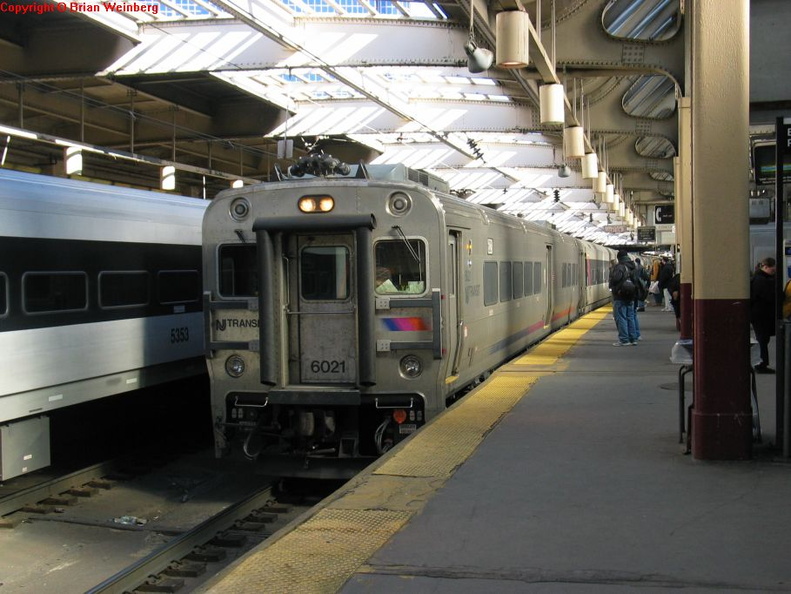 NJT Comet V Cab 6021 @ Newark Penn Station. Photo taken by Brian Weinberg, 2/16/2004. IMG_8718.jpg