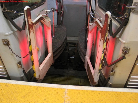 PATH PA-4 850 &amp; PA-4 884 at the front and back of separate laid up trains, respectively, with their couplers touching but no