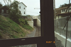 View of bridge from railfan window (68k)