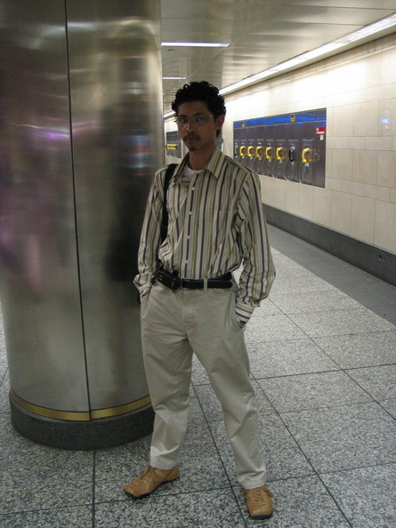 John V @ Penn Station (Track 17) having just completed his LIRR Ultimate Ride. He has been up for about 30 hours. Photo taken by Brian Weinberg, 7/15/2005. IMG_3984a.jpg