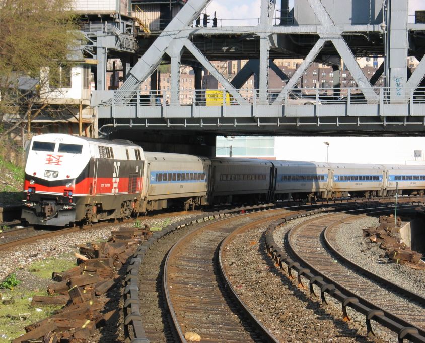 MNR P32AC-DM 230 @ Marble Hill (Hudson Line). Photo taken by Brian Weinberg, 4/27/2004.