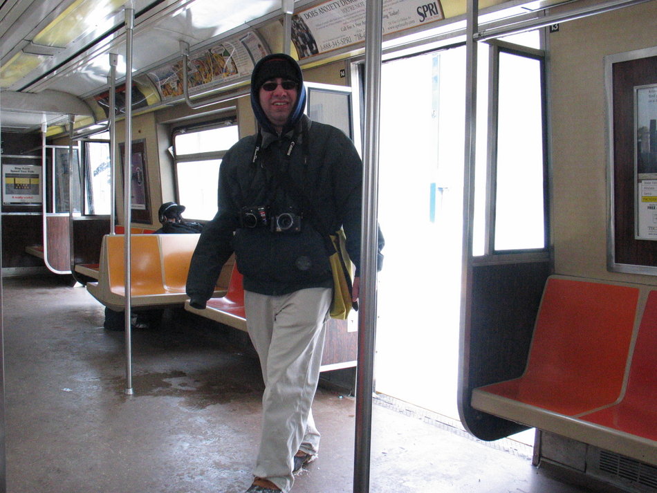 Me in R-44 5266 @ Howard Beach (A). Photo taken by David Greenberger, 1/23/2005.