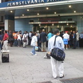 Crowds outside Penn Station