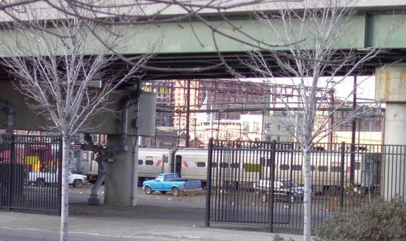 A peek into NJT's coach yard west of Hoboken Terminal @ Washington St entrance in Newport. Photo taken by Brian Weinberg, 01/23/