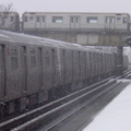 R-143 8199 @ Livonia Av (L). Photo taken by Brian Weinberg, 02/17/2003. This was the Presidents Day Blizzard of 2003.