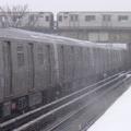R-143 8199 @ Livonia Av (L). Photo taken by Brian Weinberg, 02/17/2003. This was the Presidents Day Blizzard of 2003.