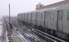 R-143 8199 @ Livonia Av (L). Photo taken by Brian Weinberg, 02/17/2003. This was the Presidents Day Blizzard of 2003.