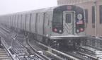R-143 8144 @ Livonia Av (L). Photo taken by Brian Weinberg, 02/17/2003. This was the Presidents Day Blizzard of 2003.