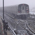 R-143 8144 @ Livonia Av (L). Photo taken by Brian Weinberg, 02/17/2003. This was the Presidents Day Blizzard of 2003.