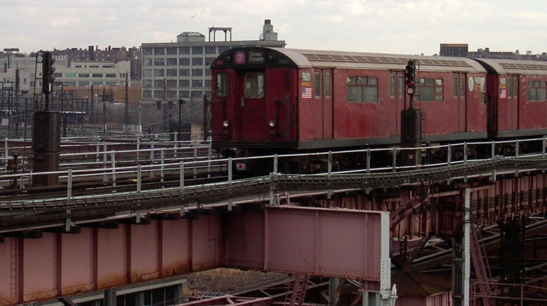 R-36WF 9681 or 9601 @ Queensboro Plaza (7). Photo taken by Brian Weinberg, 01/09/2003.