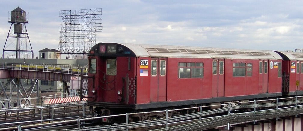 R-36WF 9573 @ Queensboro Plaza (7). Photo taken by Brian Weinberg, 01/09/2003.