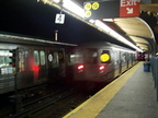 R-68 @ Coney Island - Stillwell Av (Q). Night of the Manhattan Bridge changeover. Photo taken by Brian Weinberg, 07/22/2001.