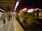 Work train @ 36 St (N). The diesel was in &quot;diesel&quot; mode and filled the station with smoke. Photo taken by Brian Weinbe