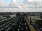 Looking north towards Central Av (M). Photo by Brian Weinberg, 11/27/2002. (86k)