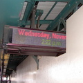 Emergency plywood wall put up because of apparent floor problem @ Wyckoff Av (M). Photo by Brian Weinberg, 11/27/2002. (93k)