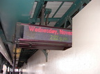 Emergency plywood wall put up because of apparent floor problem @ Wyckoff Av (M). Photo by Brian Weinberg, 11/27/2002. (93k)