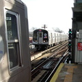 R-143 8188 sits while another R-143 train enters the station. Photo taken by Brian Weinberg, 12/29/2002. (78k)