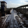 View looking south from the pedestrain bridge that leads to the Junius St stop on the (3). Photo taken by Brian Weinberg, 12/29/