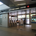 Reopened South Ferry station entrance. Photo taken by Brian Weinberg, 6/29/2005.