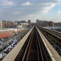 Looking out the rear of a nb (3) train approaching Sutter Av. Photo taken by Brian Weinberg, 12/29/2002. (90k)