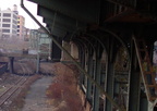 Old stairway @ Sutter Av (L). Photo by Brian Weinberg, 11/27/2002. (128k)