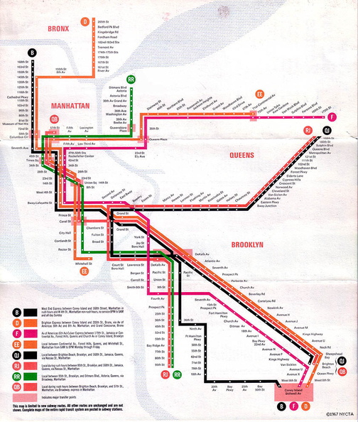 1967 Service Change brochure, map side. Provided by Dan.