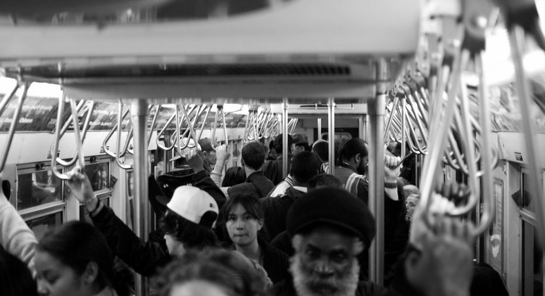 The Train of Many Colors ran from Grand Central to Atlantic Av and then back up the West Side to 96 St in honor of the 100th Anniversary of the IRT beginning service to Atlantic Av in Brooklyn. DSC_1818abw.jpg