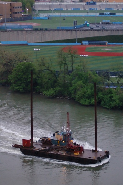 Spud barge @ Harlem River Ship Canal - having just passed under the raised Broadway Bridge. - Spud barge @ Harlem River Ship Canal - having just passed under the raised Broadway Bridge. DSC_7529_800f.jpg