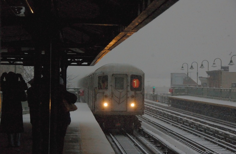 R-62A @ 231 St (1) southbound in the snow storm. - R-62A @ 231 St (1) southbound in the snow storm. DSC_7068af.jpg