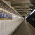 Canarsie-bound platform @ Graham Ave (L). Photo taken by Brian Weinberg, 3/10/2004.
