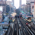125 St IRT station high above the Manhattan Valley. Photo taken by Brian Weinberg, 4/15/2004.