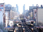 Two R-62A trains @ 125 St (1) on the Manhattan Valley viaduct. Photo taken by Brian Weinberg, 4/16/2004.