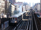 R-62A train @ south of 125 St (1) on the Manhattan Valley viaduct. Photo taken by Brian Weinberg, 4/16/2004.