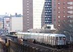 R-62A train @ south of 125 St (9) on the Manhattan Valley viaduct. Photo taken by Brian Weinberg, 4/16/2004.