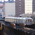 R-62A train @ 125 St (9) on the Manhattan Valley viaduct. Photo taken by Brian Weinberg, 4/16/2004.