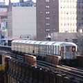 R-62A train @ 125 St (9) on the Manhattan Valley viaduct. Photo taken by Brian Weinberg, 4/16/2004.