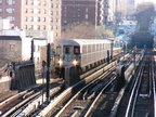 R-62A train @ 125 St (1) on the Manhattan Valley viaduct. Photo taken by Brian Weinberg, 4/16/2004.