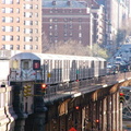 R-62A train @ 125 St (1) on the Manhattan Valley viaduct. Photo taken by Brian Weinberg, 4/16/2004.