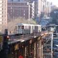 R-62A train @ 125 St (1) on the Manhattan Valley viaduct. Photo taken by Brian Weinberg, 4/16/2004.