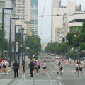 Runners in the Suzuki Rock 'n Roll Marathon crossing the tracks. The runners/joggers/walkers were then stopped to allow the LRV