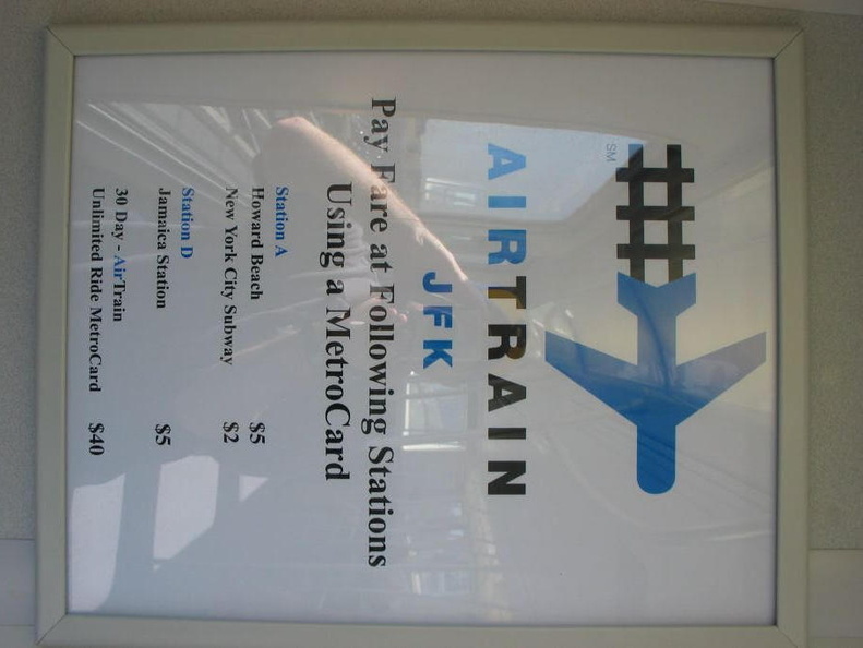 AirTrain fare poster now posted inside the vehicles. Photo taken by Brian Weinberg, 6/3/2004.