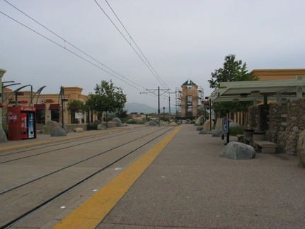 End of the San Diego Trolley Orange Line @ Santee Town Center. Photo taken by Brian Weinberg, 6/6/2004.