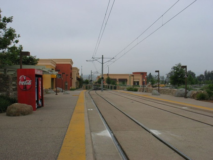 End of the San Diego Trolley Orange Line @ Santee Town Center. Photo taken by Brian Weinberg, 6/6/2004.
