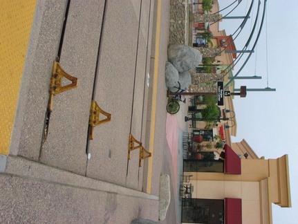 End of the San Diego Trolley Orange Line @ Santee Town Center. Photo taken by Brian Weinberg, 6/6/2004.
