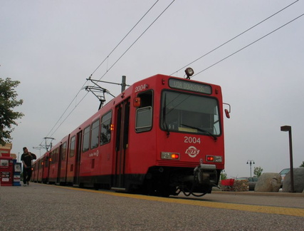 San Diego Trolley Siemens-Duwag LRV #2004 @ Santee Town Center. Photo taken by Brian Weinberg, 6/6/2004.