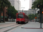 San Diego Trolley Siemens-Duwag LRV #2048 @ north of American Plaza. Photo taken by Brian Weinberg, 6/6/2004.