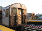 R-32 3645 (Q) and R-32 3605 (F) @ Coney Island - Stillwell Av. Photo taken by Brian Weinberg, 6/23/2004.