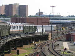 BU/Arnine MOD Train @ Coney Island Yard. Photo taken by Brian Weinberg, 7/25/2004.