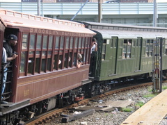 BU Gate Car 1407 &amp; R-1 100 @ Coney Island Yard. Photo taken by Brian Weinberg, 7/25/2004.